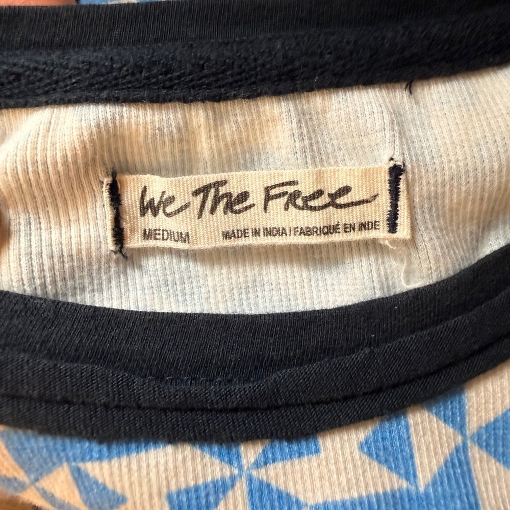 Free People We The Free Too Hot To Handle Tank Top Blue Geometric Paisley Medium - Picture 7 of 7